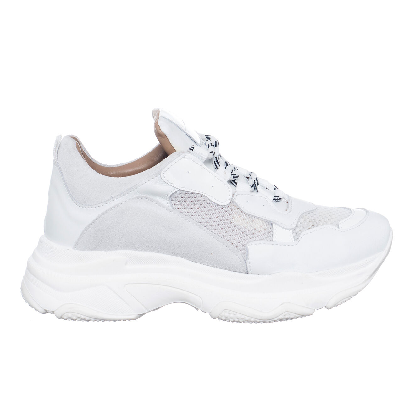 Sneakers en Cuir & Mesh Versione blanches