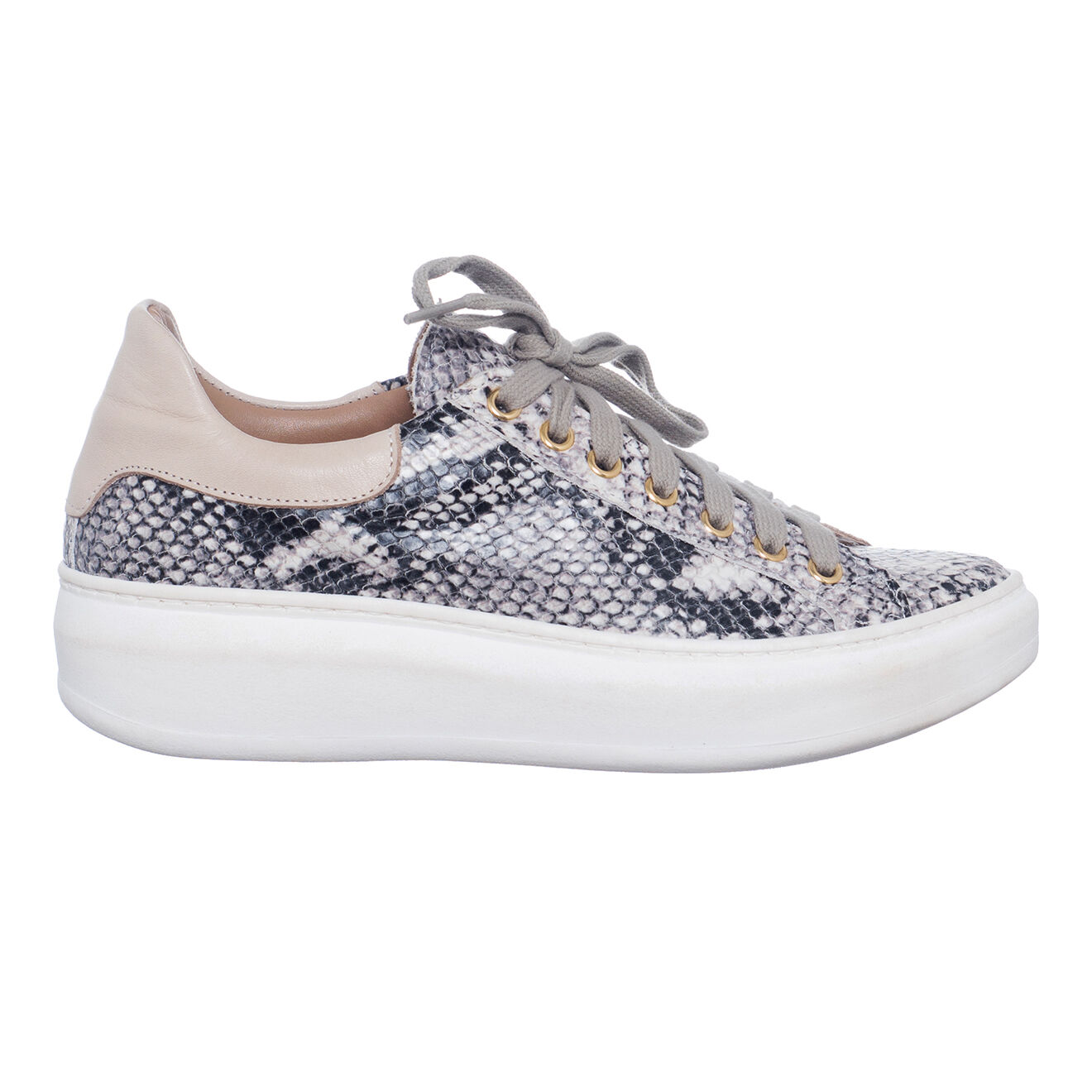 Sneakers en Cuir Alex python gris/noir