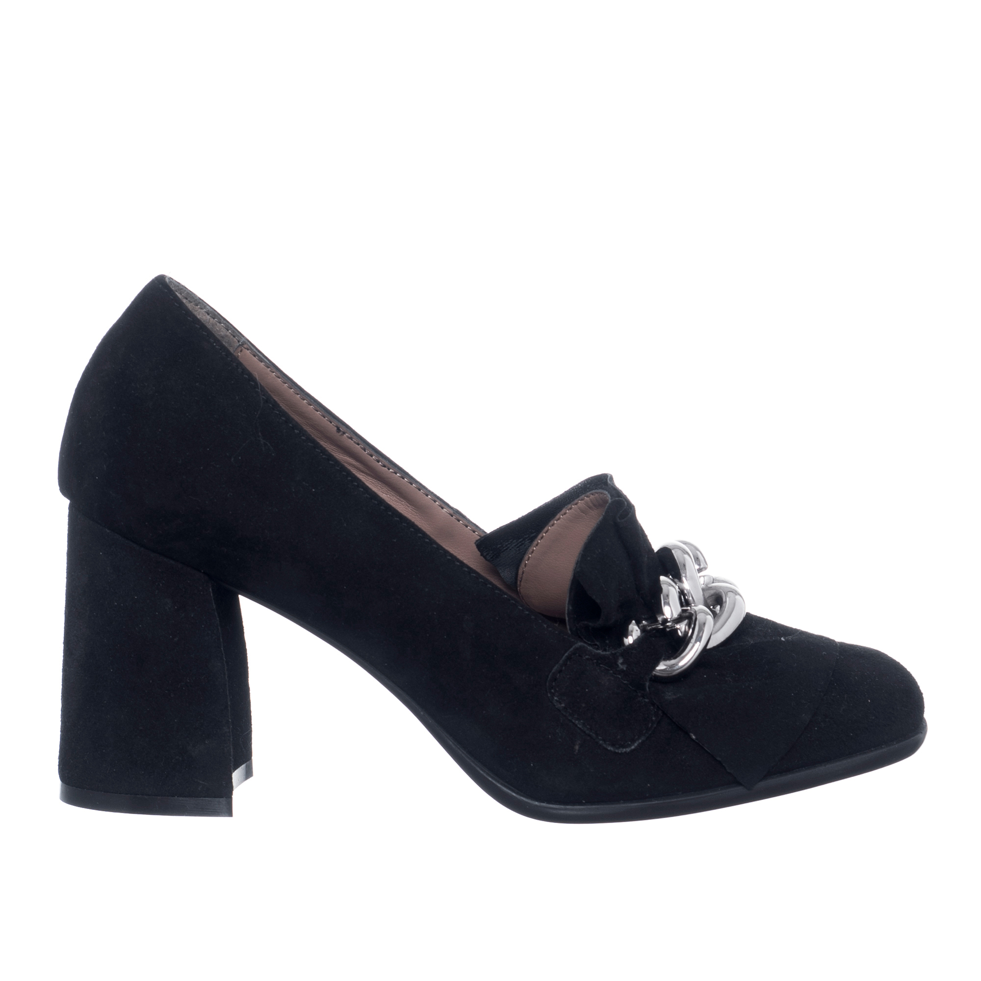 Mocassins en Velours de Cuir Suda noires - Talon 8 cm