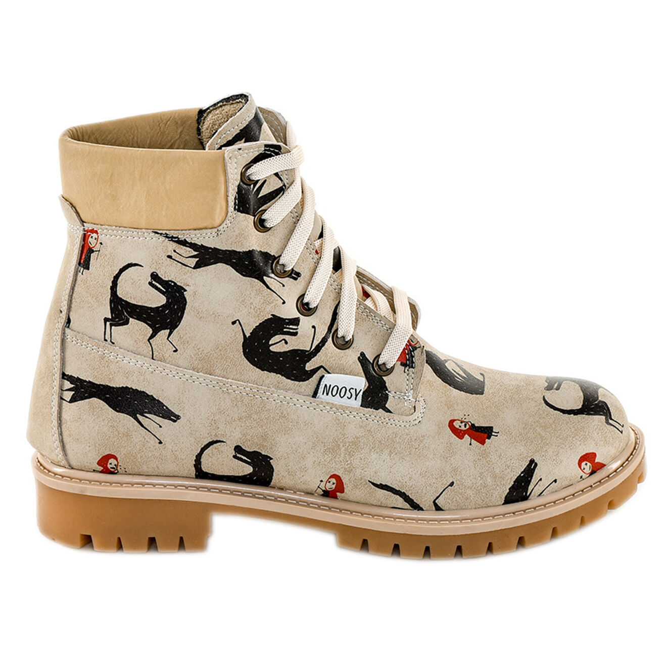 Boots Chaperon beige/noir/rouge