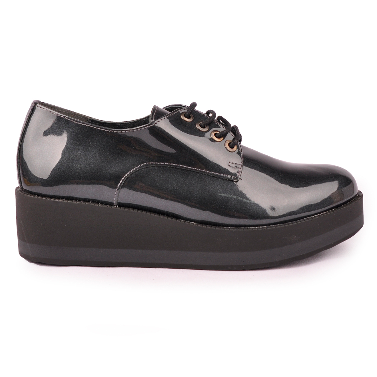 Derbies en Cuir verni Soseca noires - Talon 4.5 cm
