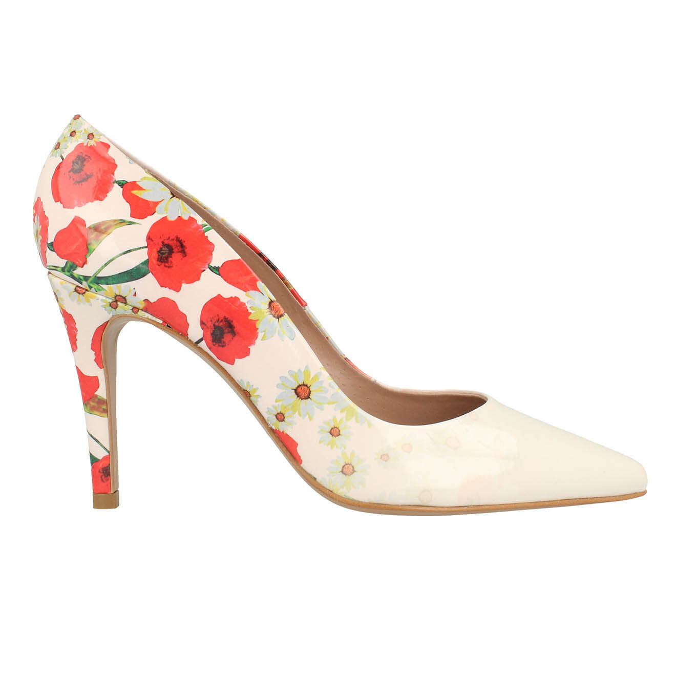Escarpins en Cuir Flore blanc - Talon 8 cm