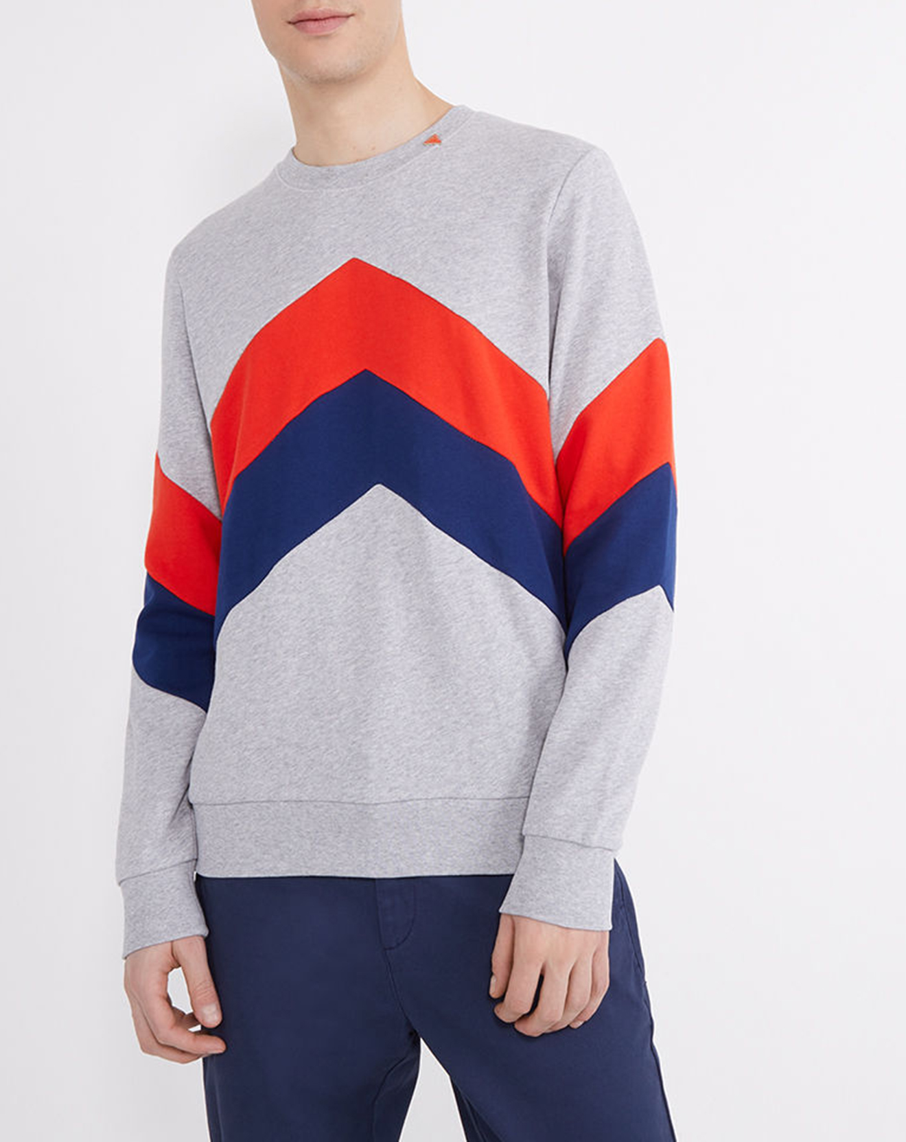 Sweat Scapulaire gris chiné/rouge/bleu