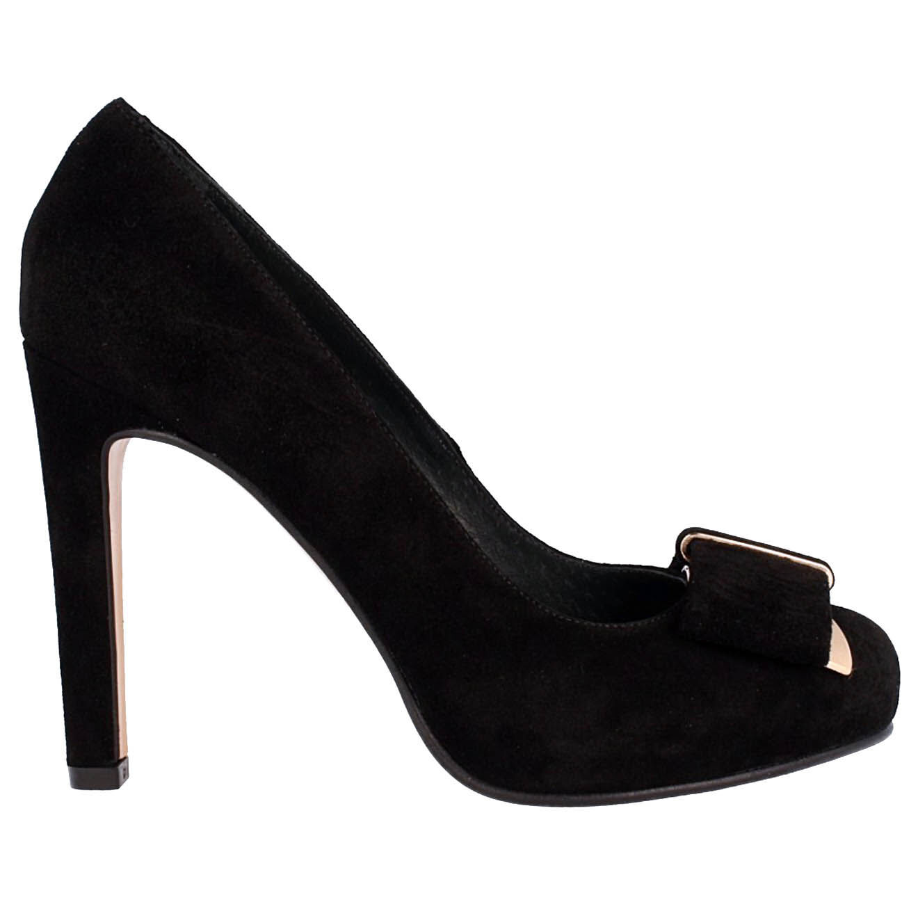 Escarpins à noeœud en Cuir velours noir Talon 11 cm