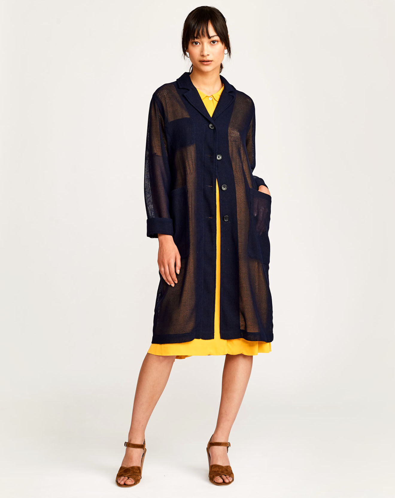 Veste longue fine Lounge transparente marine