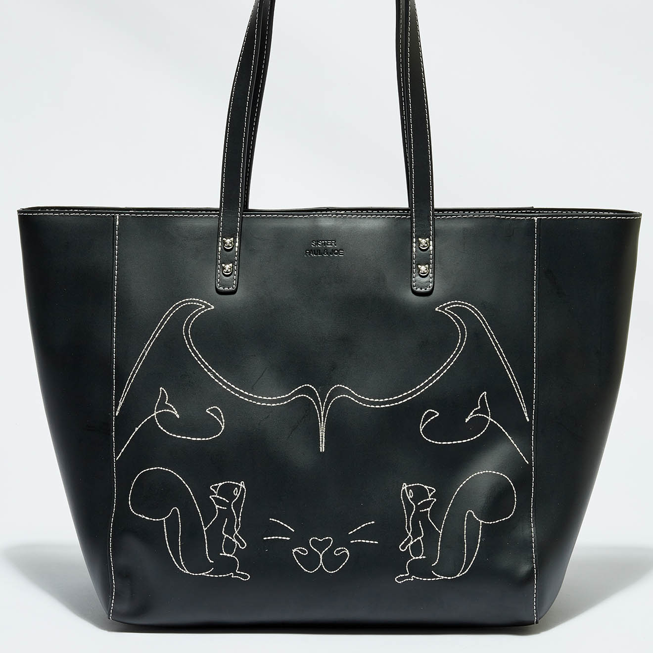 Sac cabas en Cuir Mendy noir - 47x30x19 cm