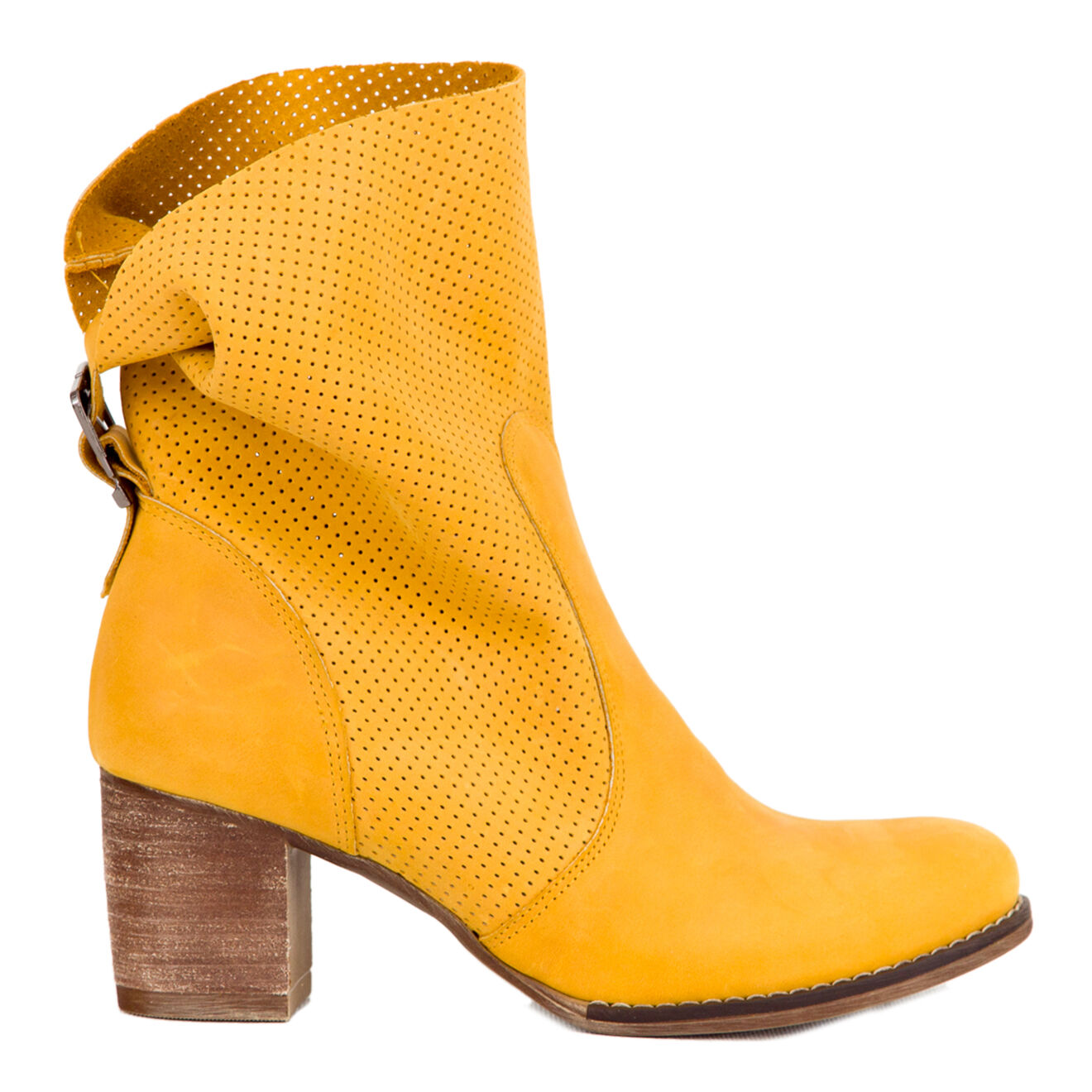 Bottines en Velours de Cuir Fanny jaunes - Talon 6.5 cm