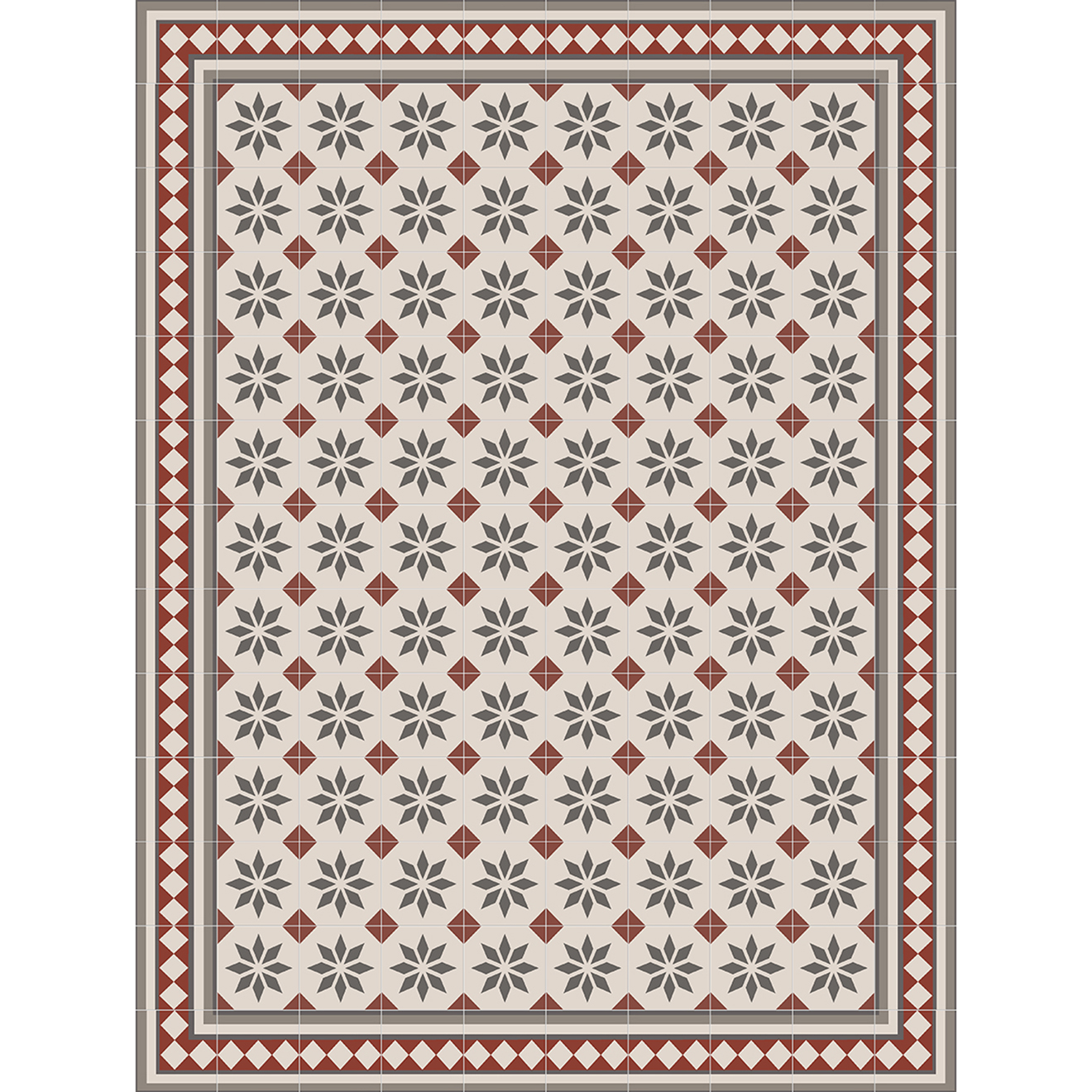 Tapis Jolie gris/rouge - 100x133 cm