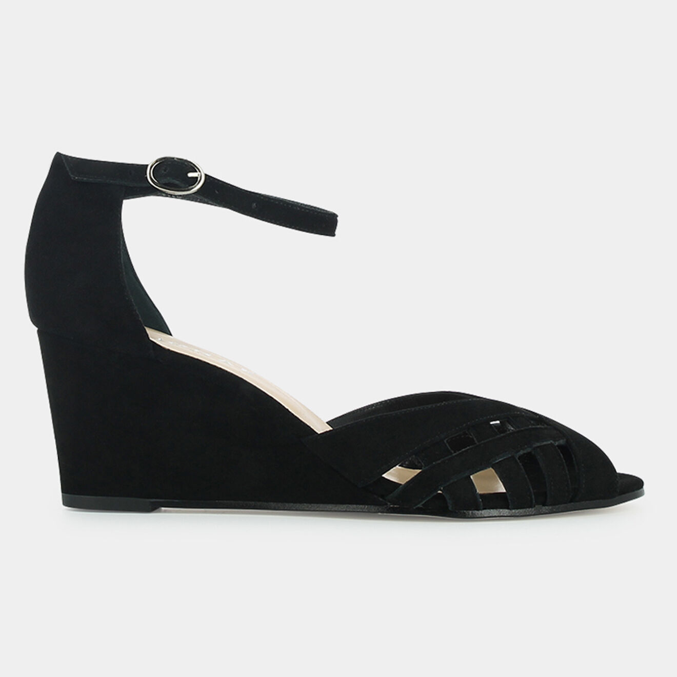 Sandales en Velours de Cuir Deyont noires - Talon 6 cm