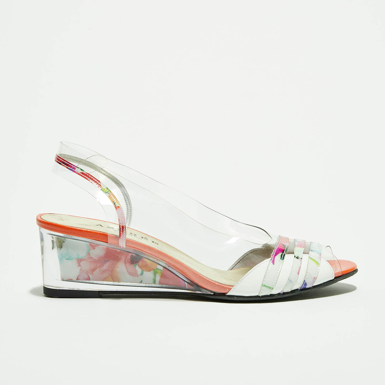 Sling-Back en Cuir Nurse orange/blanc/multicolore - Talon 5 cm