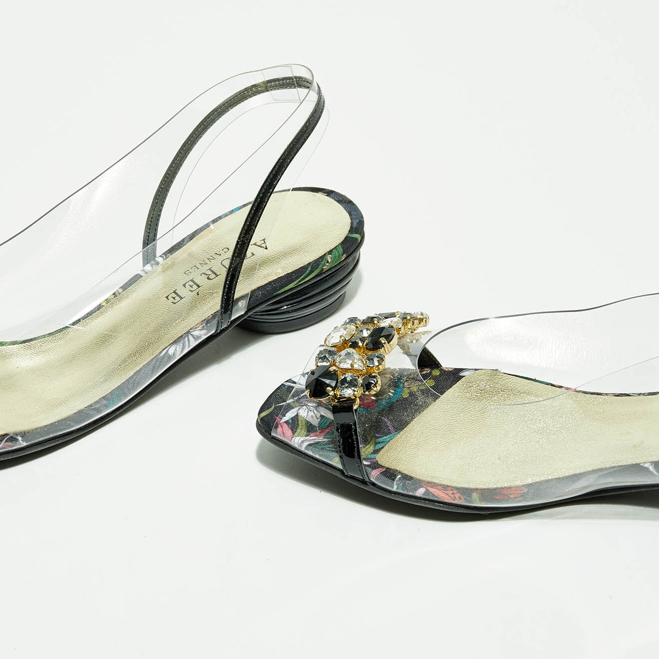 Sling-Back en Cuir Nalami transparent/noir