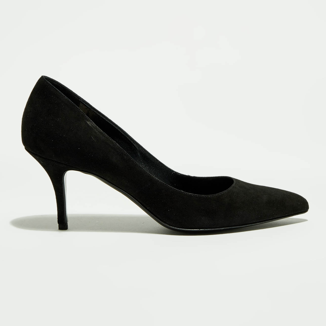 Escarpins en Velours de Cuir noirs - Talon 8.5 cm
