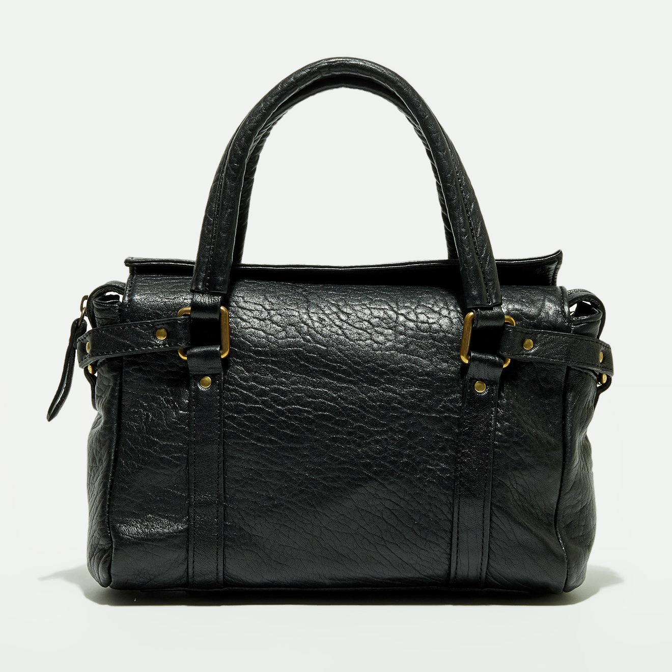 Sac à main en Cuir d'Agneau Mini Puma noir - 27x9x23 cm