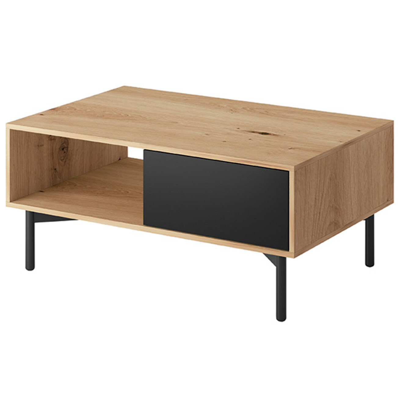 Table Basse Folow Chêne/Noir - 102x46x68 cm