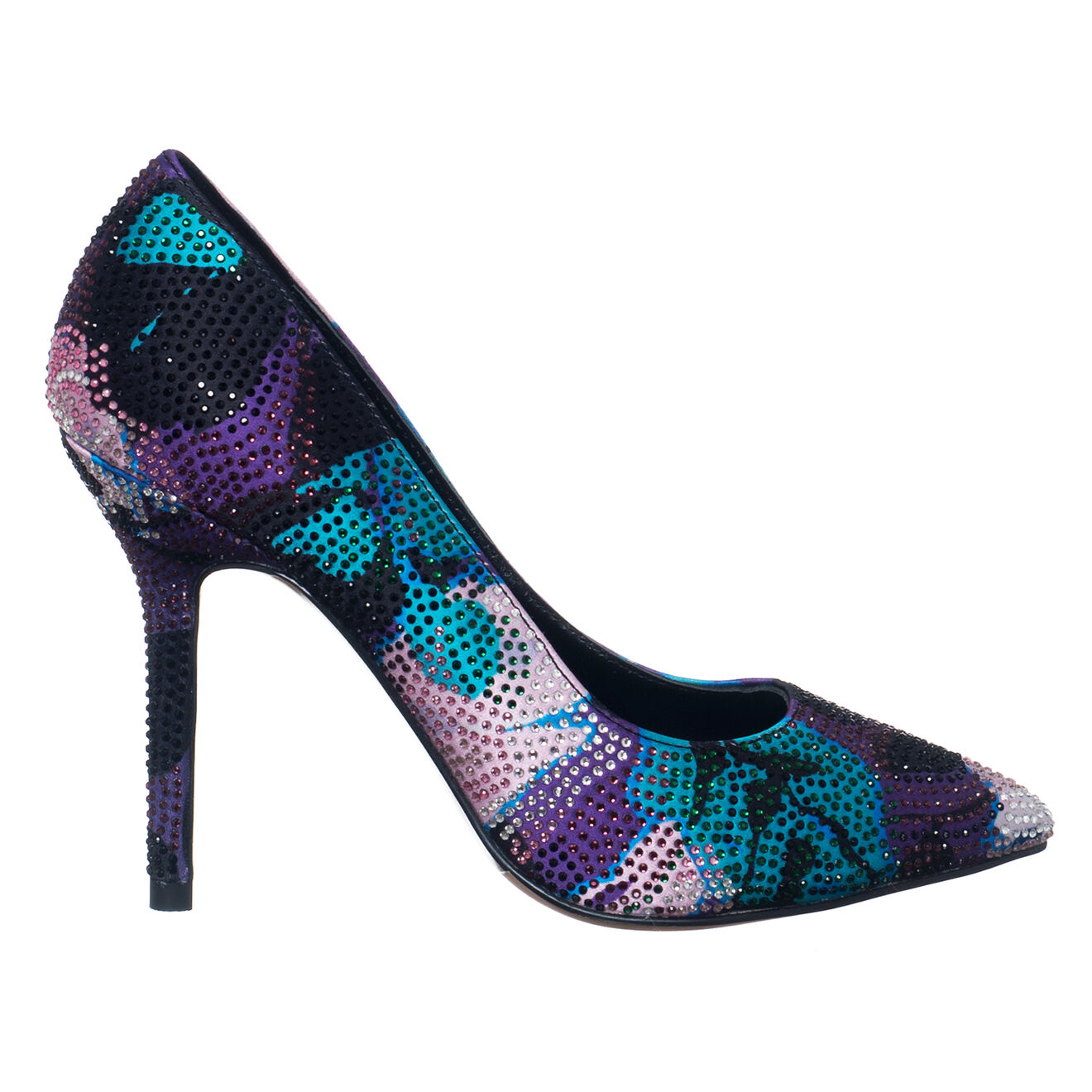 Escarpins en Velours de Cuir Adele noir/violet/bleu - Talon 11 cm