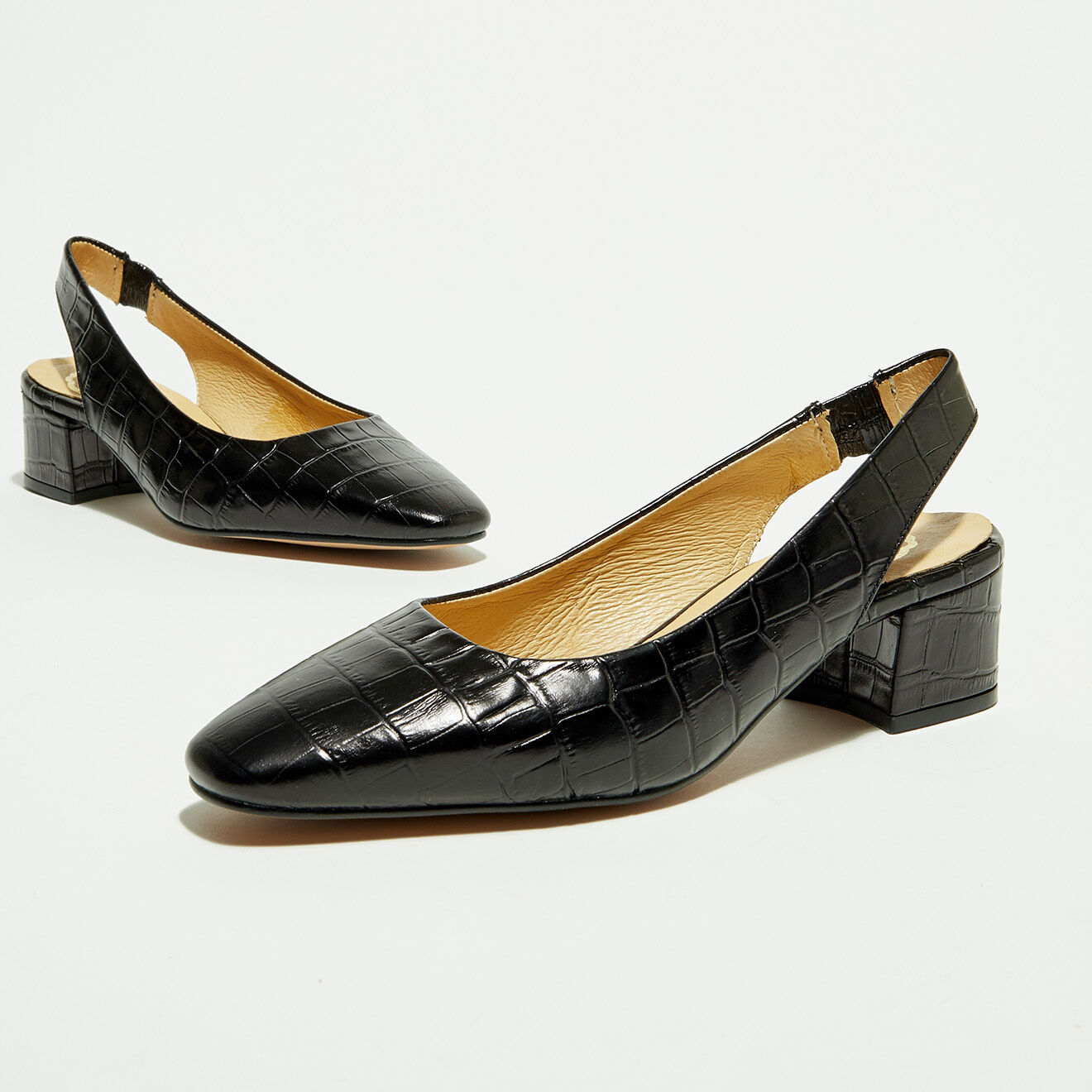 Slingbacks en Cuir croco noires