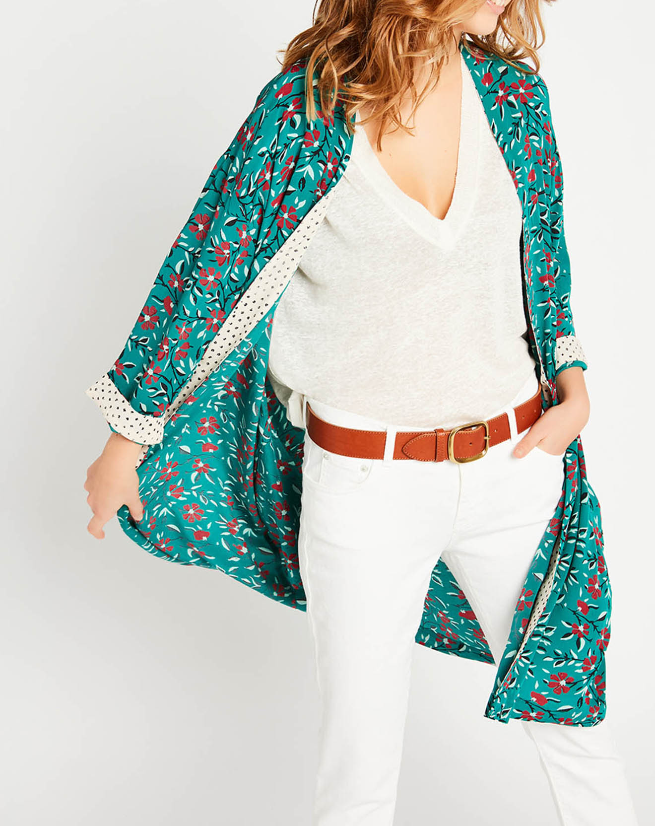 Veste kimono léger lagon