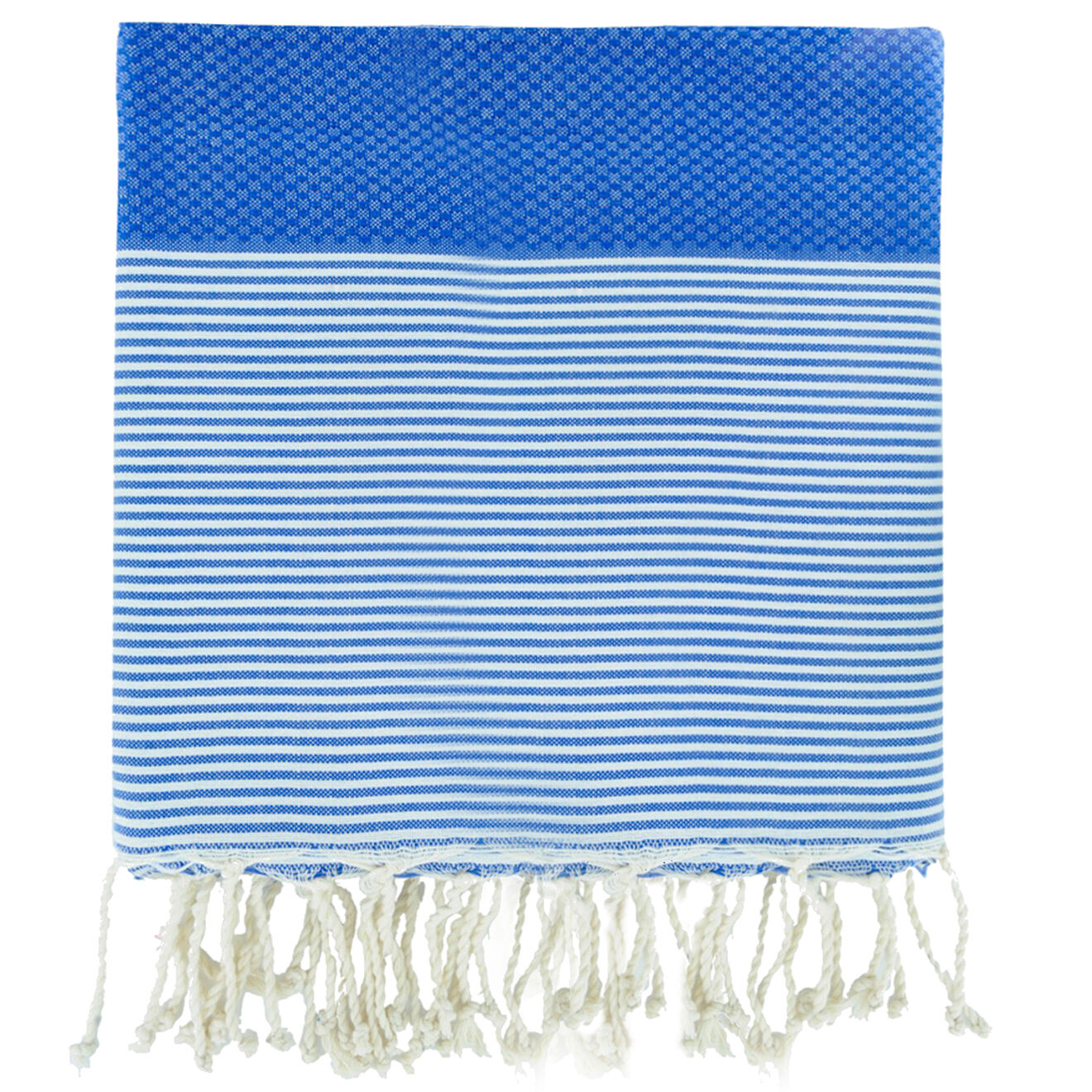 Fouta Famiglia XXL Nid d'Abeille Ibiza rayure fine bleu grec - 200x200 cm