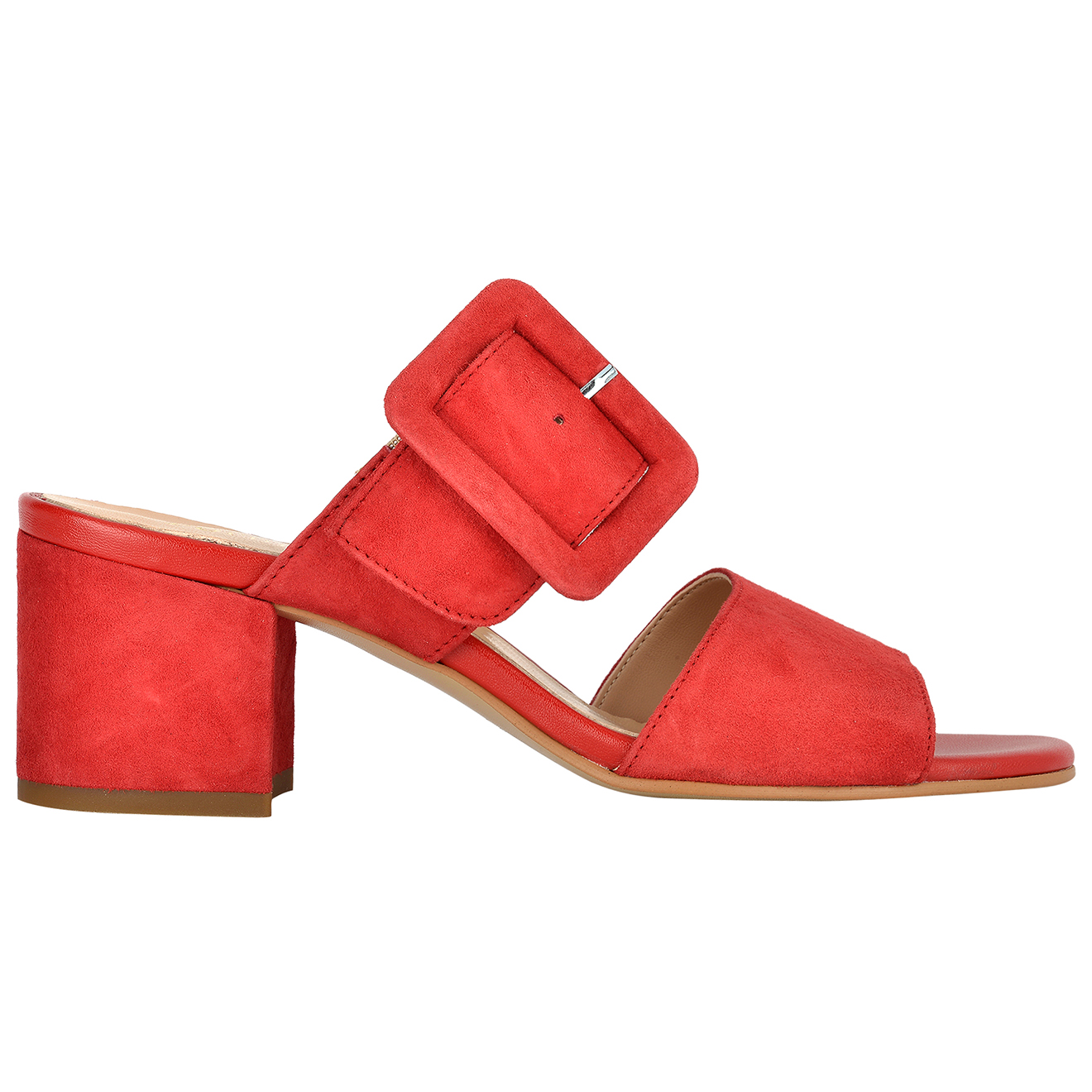 Mules en Velours de Cuir Camila rouges - Talon 5 cm