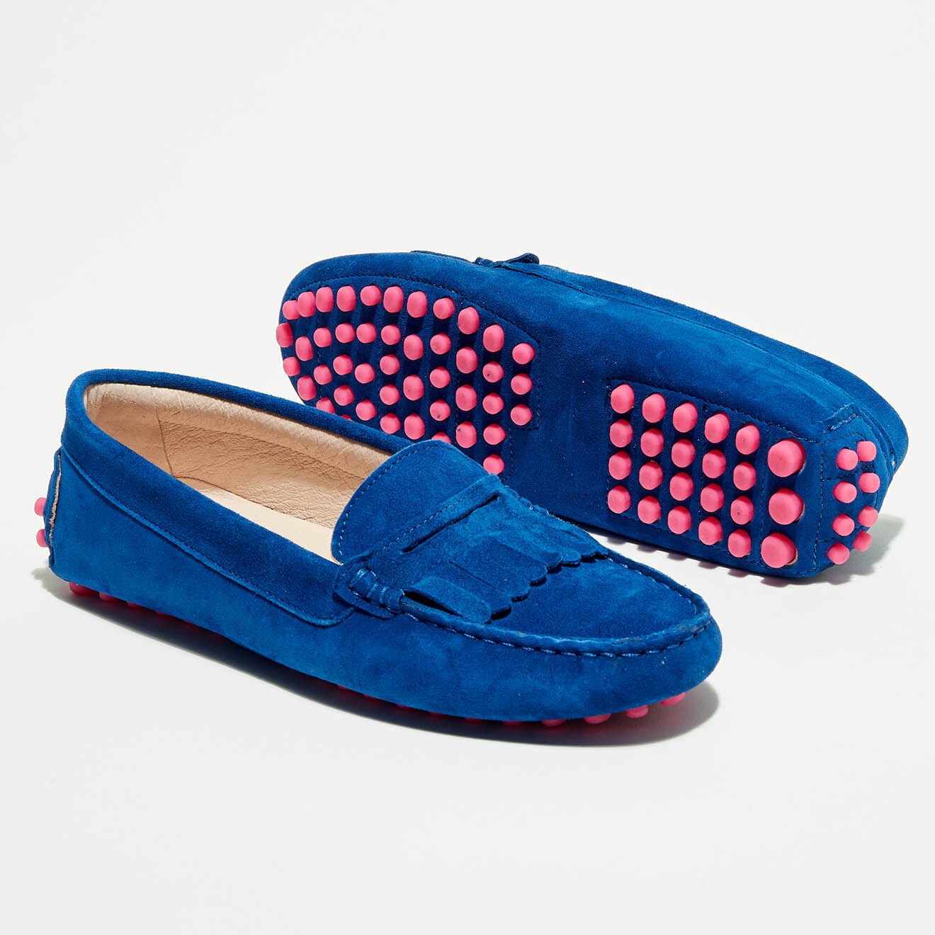 Mocassins en Velours de Cuir Marcia bleus