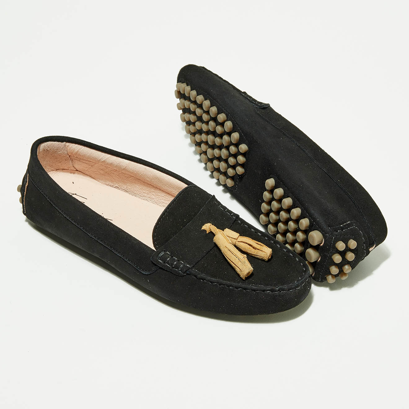 Mocassins en Velours de Cuir Malena noirs