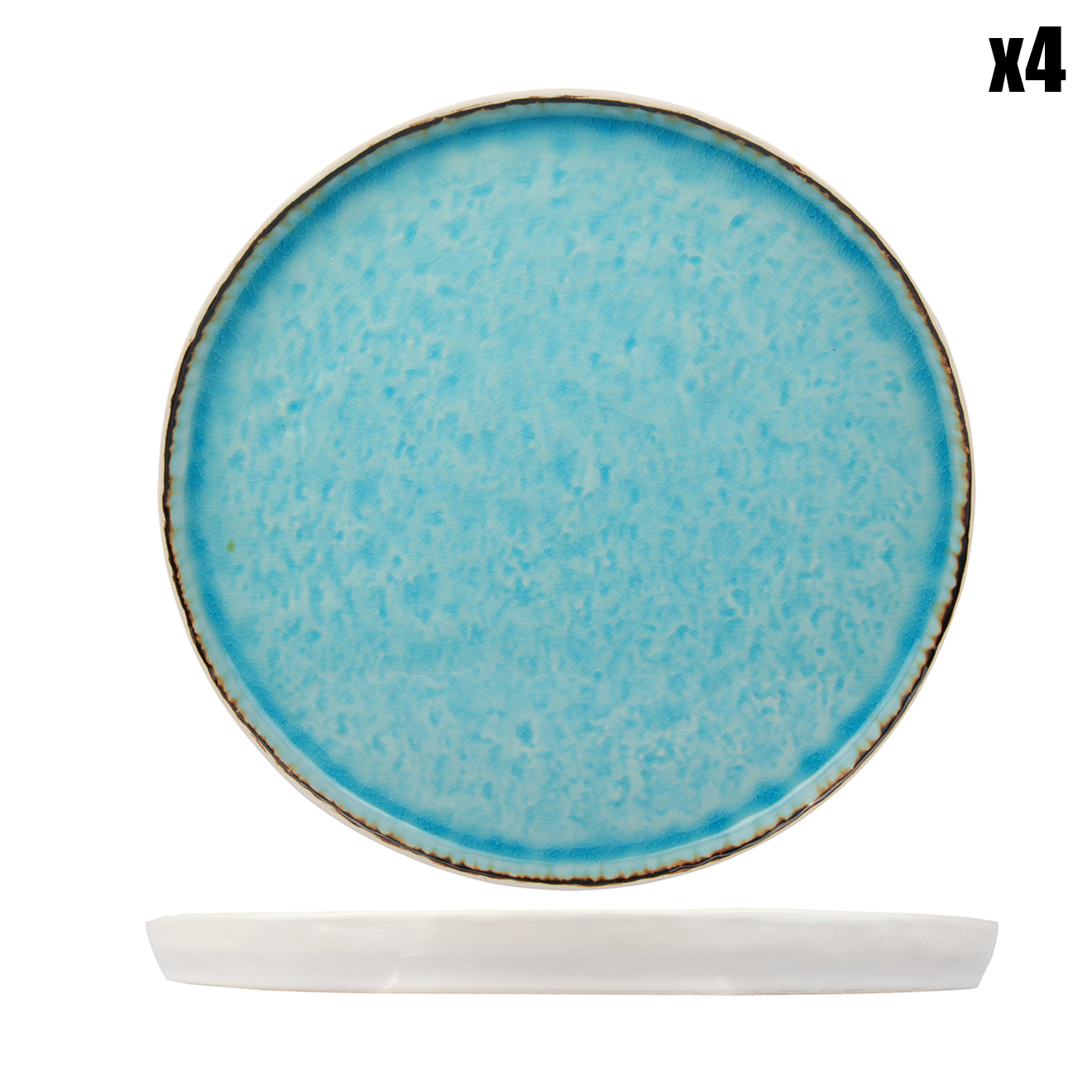 Cosy & Trendy - 4 Assiettes plates Laguna Azzurro bleues - D.27 cm