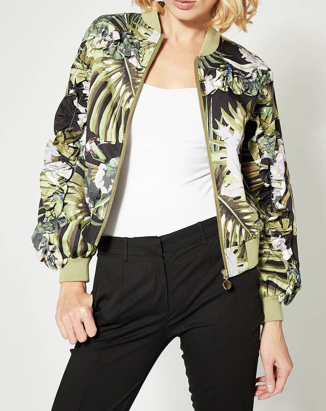 Bombers Faubourg imprimé plante noir