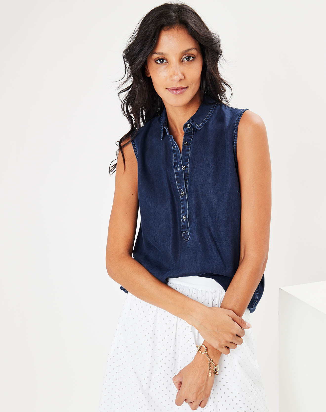 Top sans manches Sonia bleue