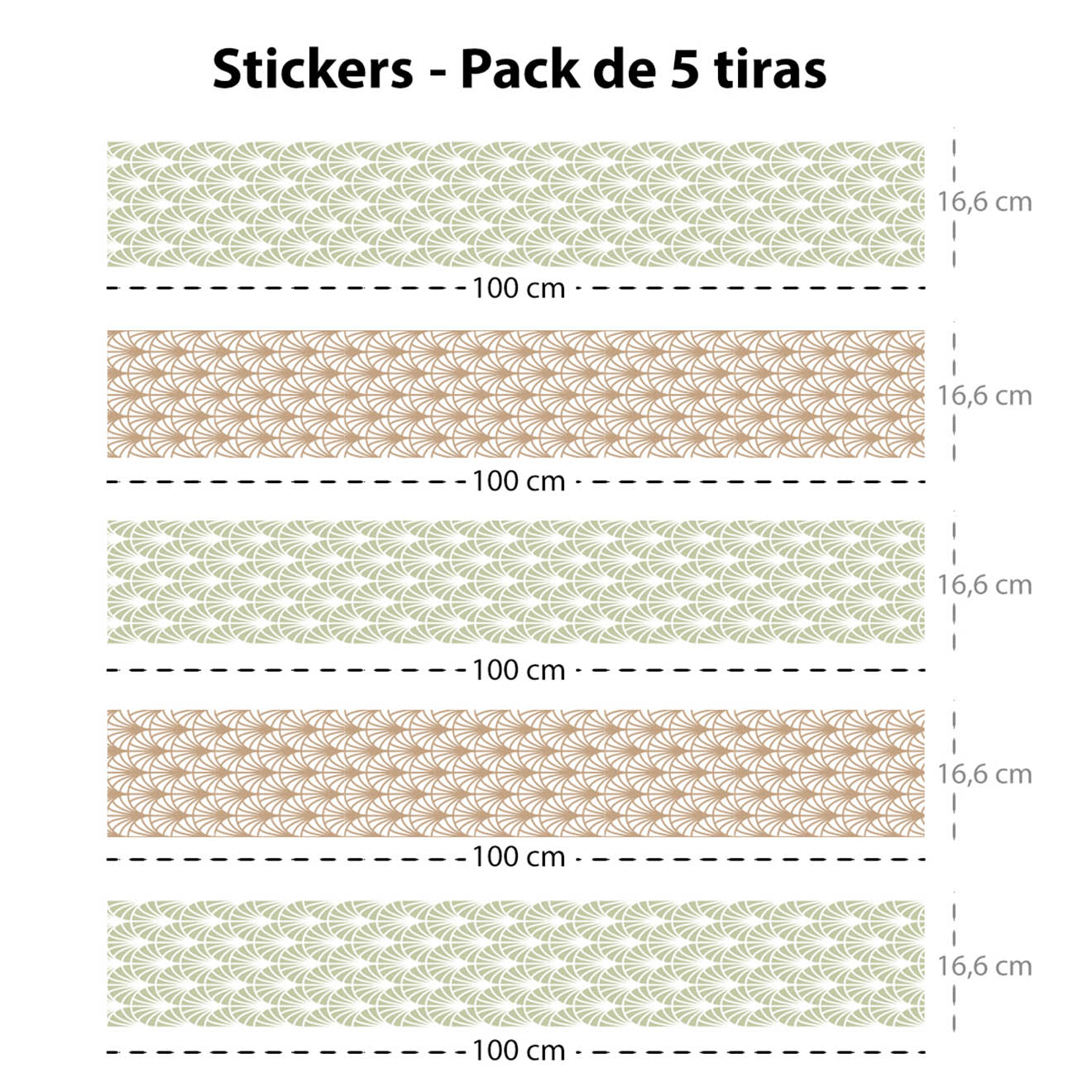 5 Bandes adhèsives Manhattan vert/taupe - 16.6x100 cm