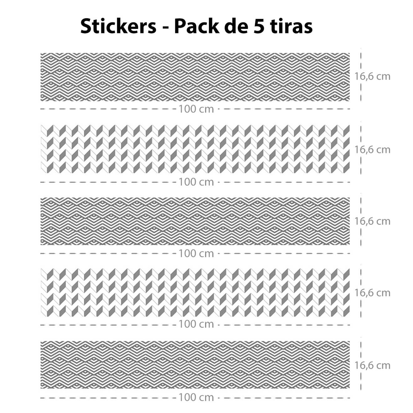 5 Bandes adhèsives Oslo grises - 16.6x100 cm