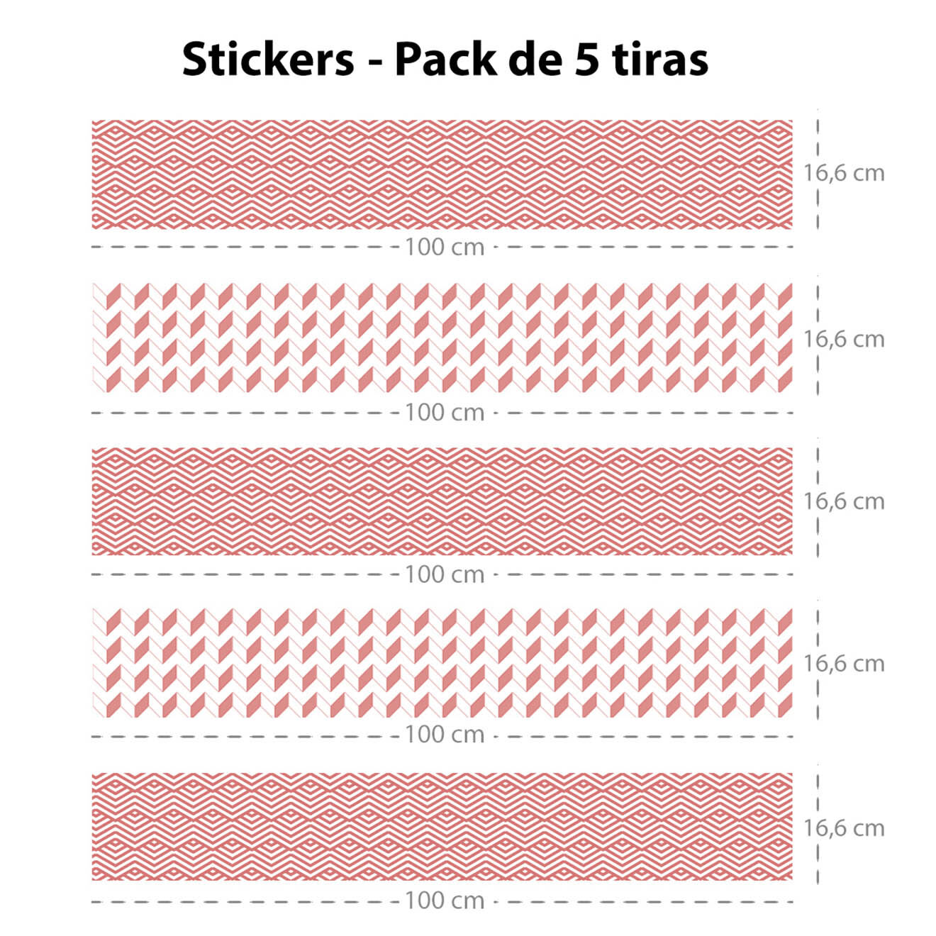 5 Bandes adhèsives Oslo rouges - 16.6x100 cm