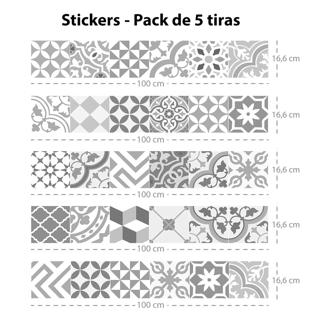 5 Bandes adhèsives Collage grises - 16.6x100 cm