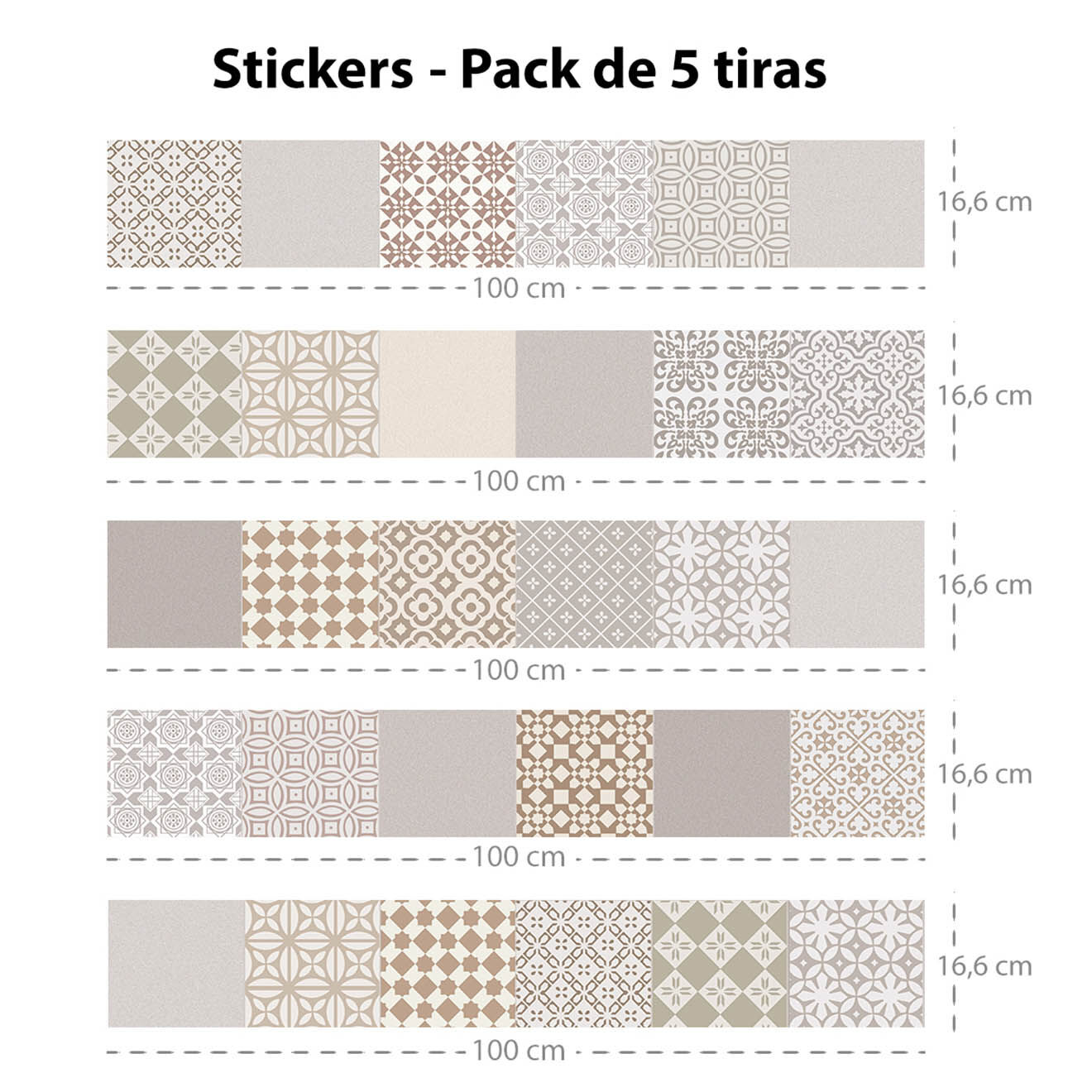 5 Bandes adhèsives Rossana sable - 16.6x100 cm