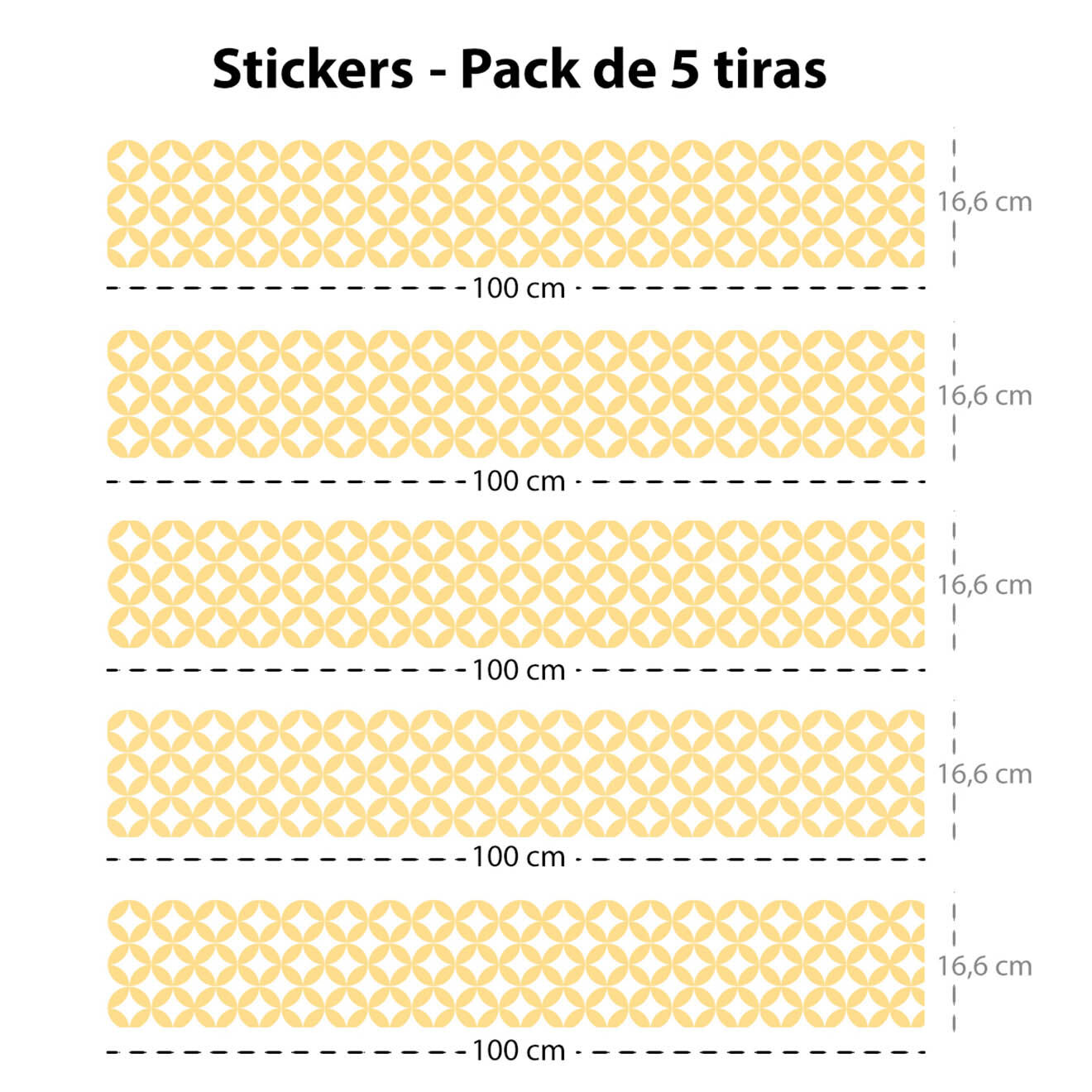 5 Bandes adhèsives Geométrico 4 jaunes - 16.6x100 cm