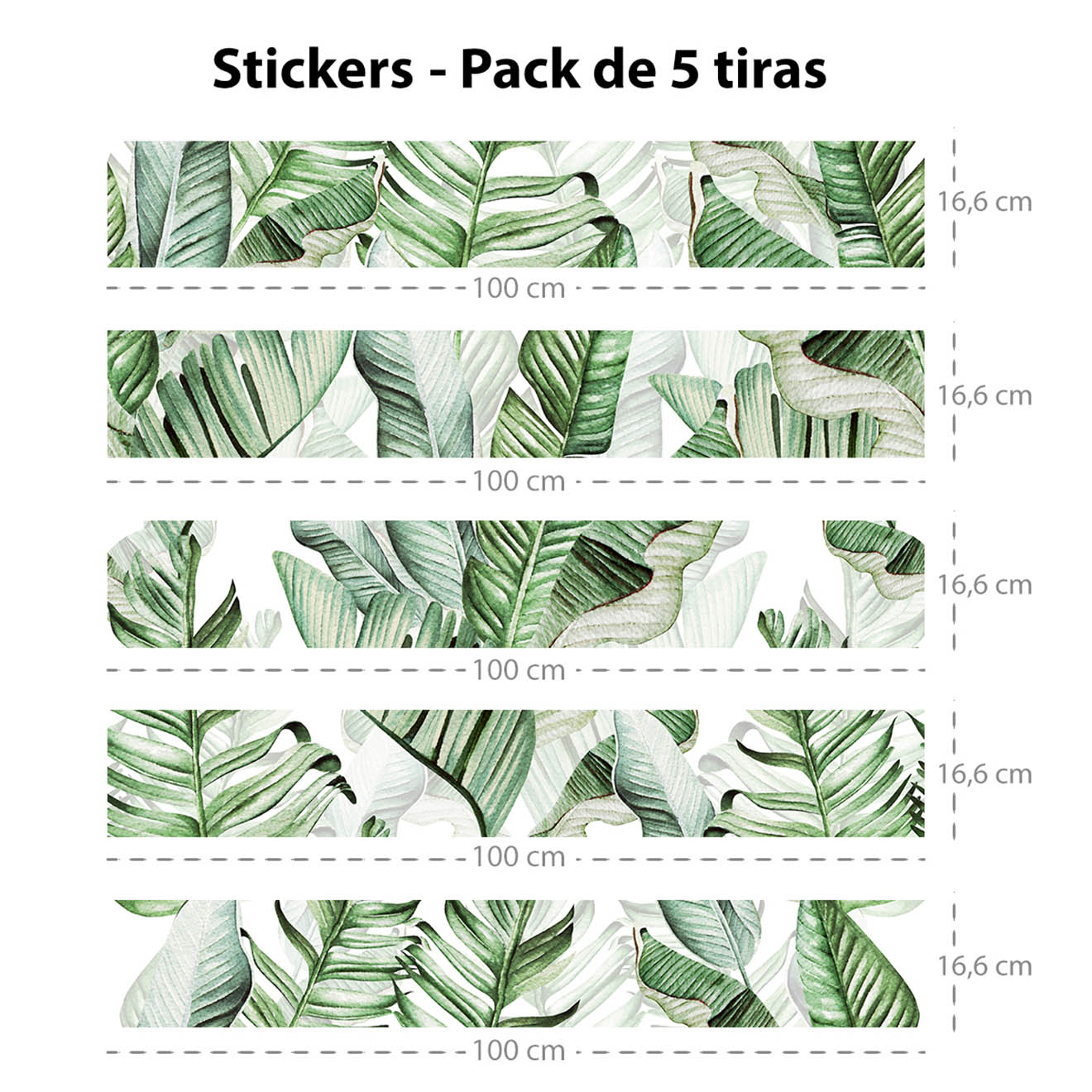 5 Bandes adhèsives Hojas verofs vertes - 16.6x100 cm