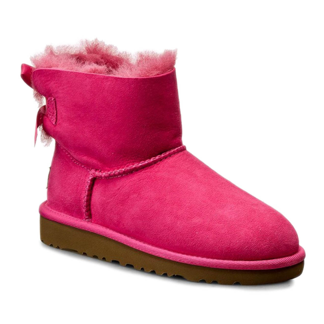 Ugg - Boots fourrées Laine en Velours de Cuir Mini Bailey Bow fuchsia