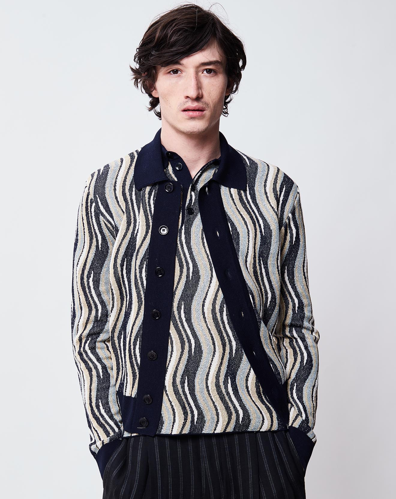 Gilet maille Alex marine/sable