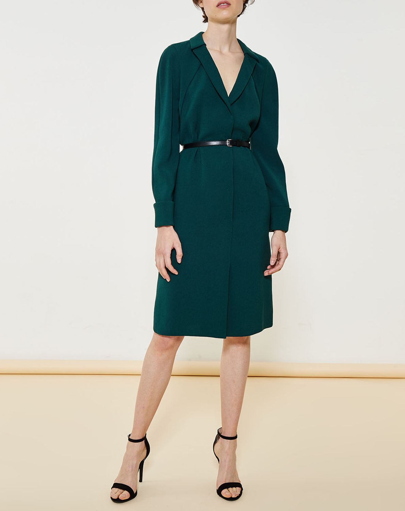 Robe blazer avec ceinture à nouer vert forêt