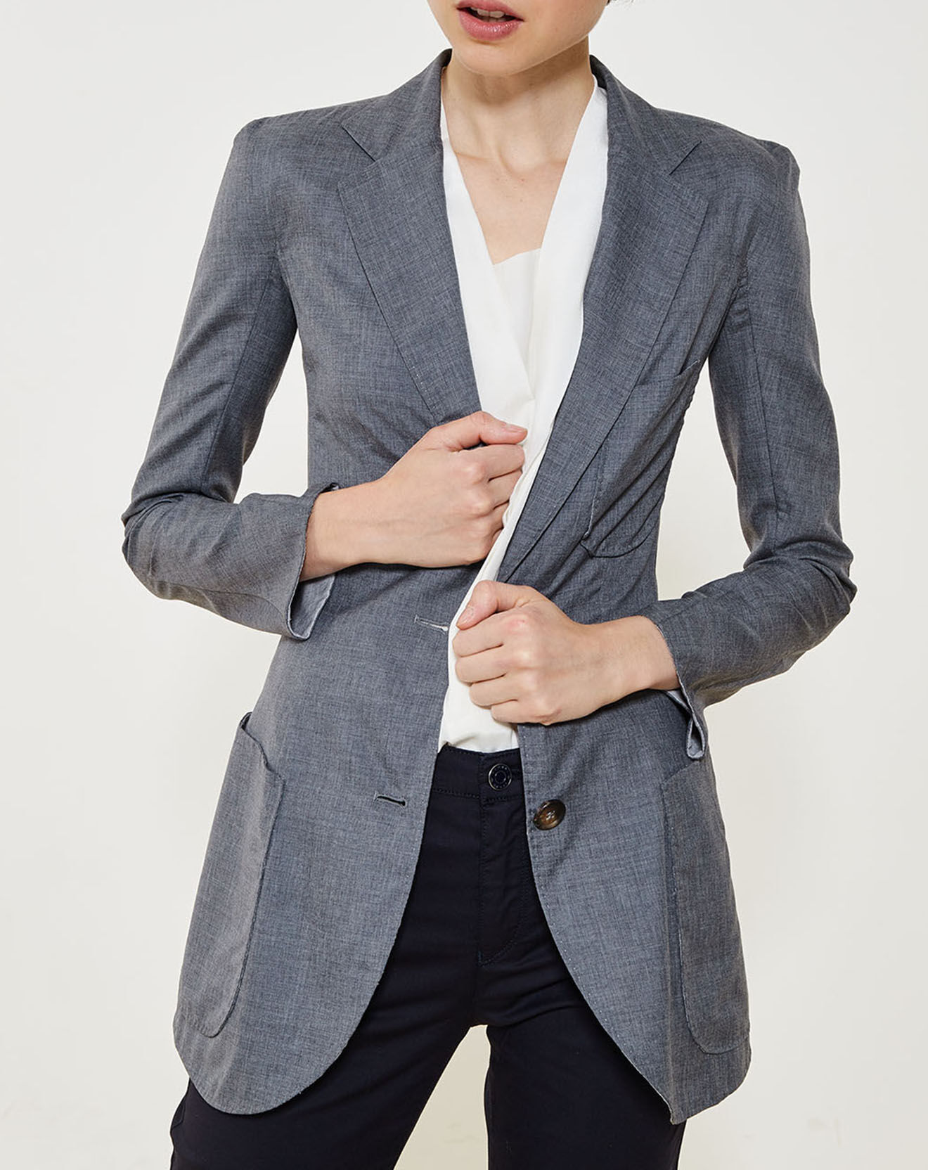 Blazer en Laine & Soie gris foncé