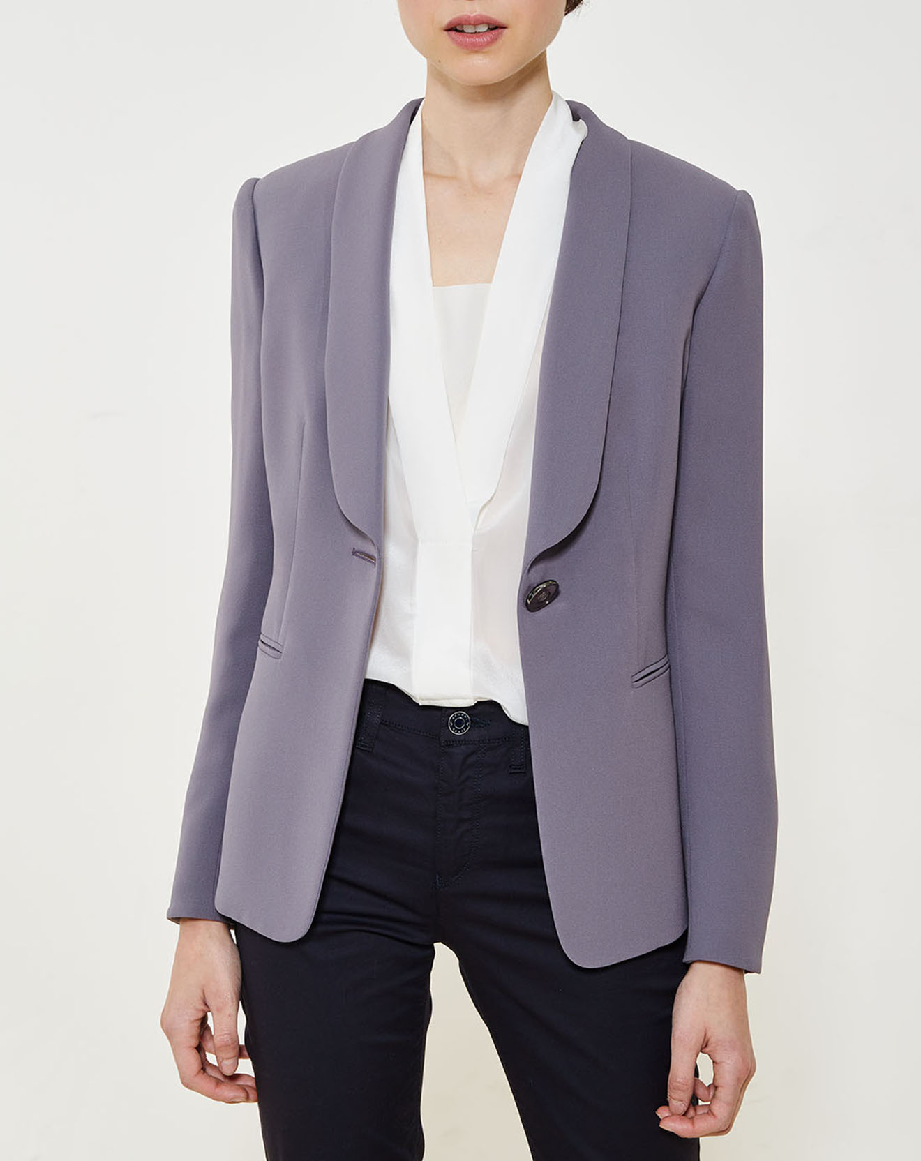 Veste de blazer 100% Soie unie violette