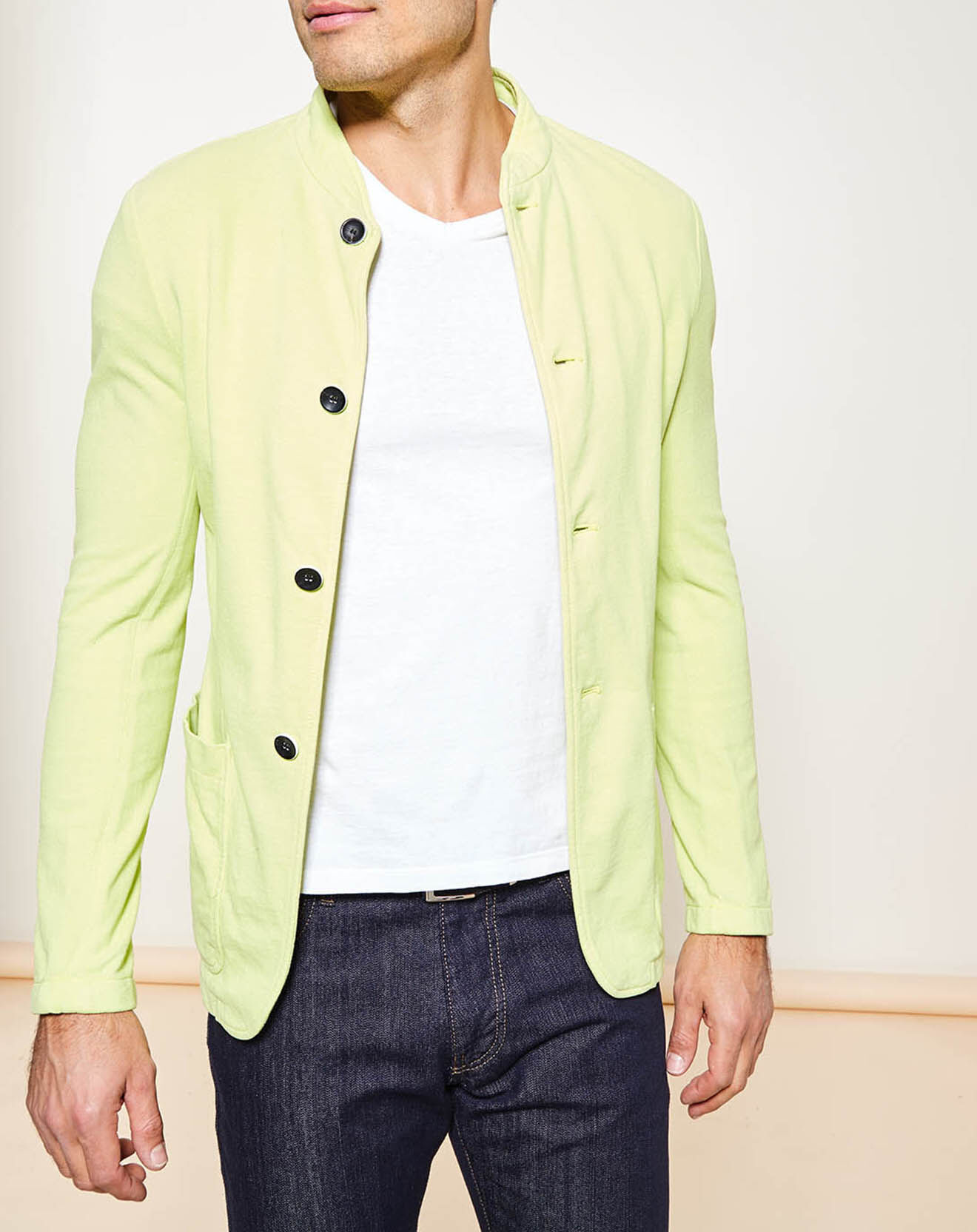 Veste col mao uni vert clair