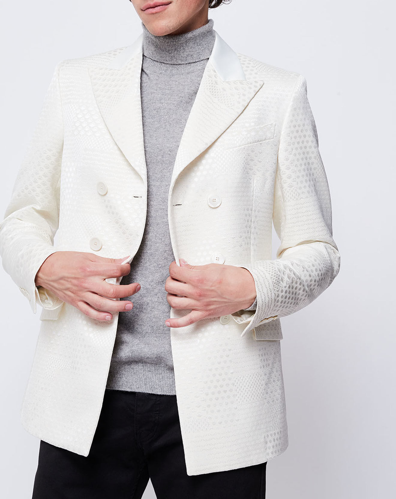 Veste croisée à motifs blanche