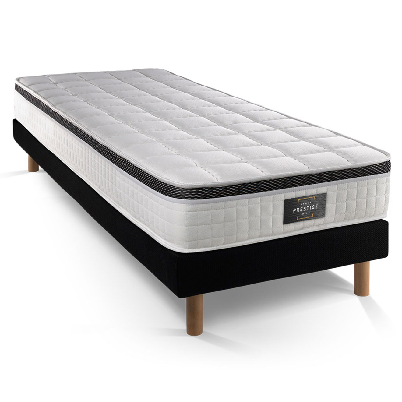 Ensemble Privil&egrave;ge 90x200 M&eacute;moire de forme 5 zones sommier noir