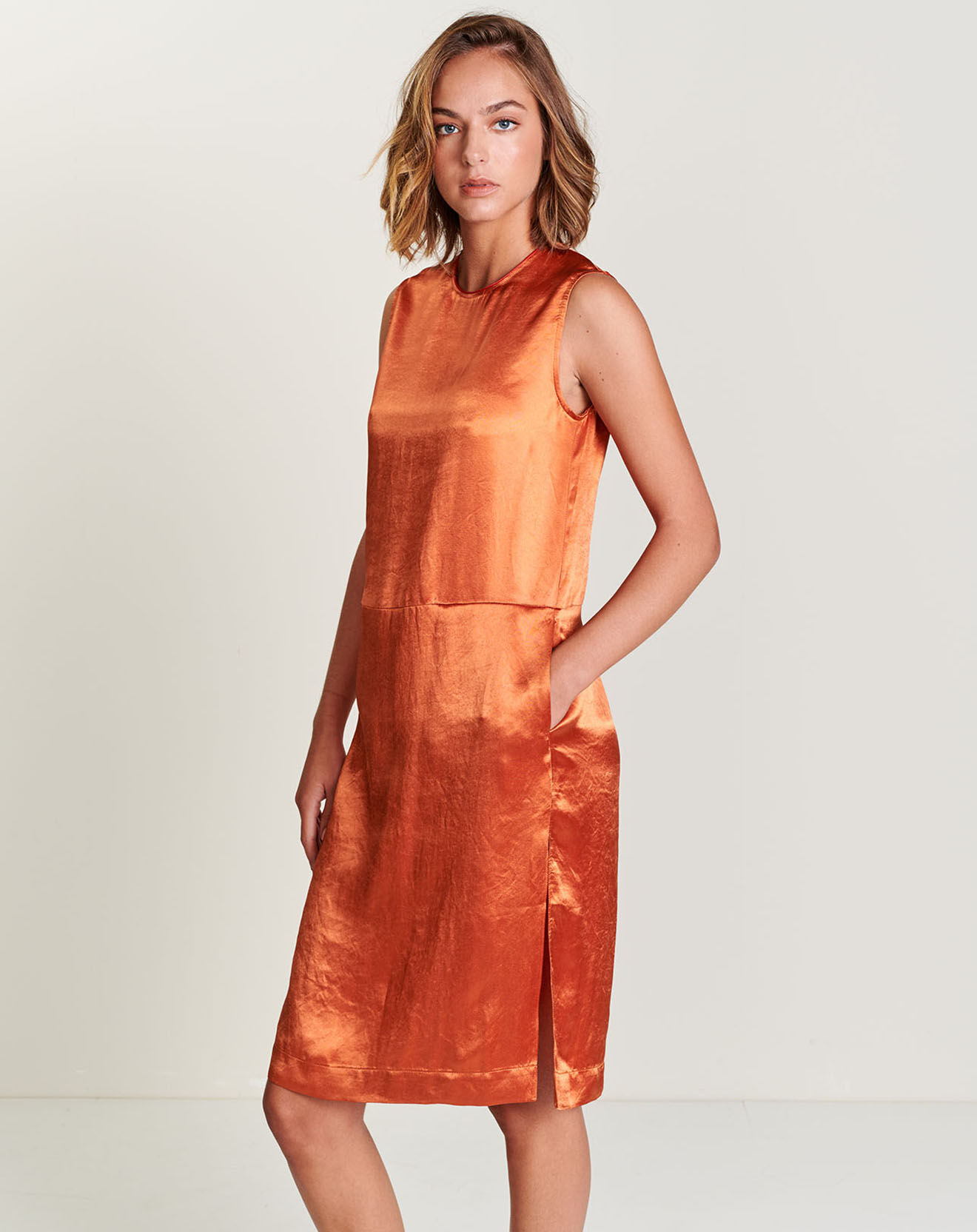 Robe satinée Steup fluide rouille