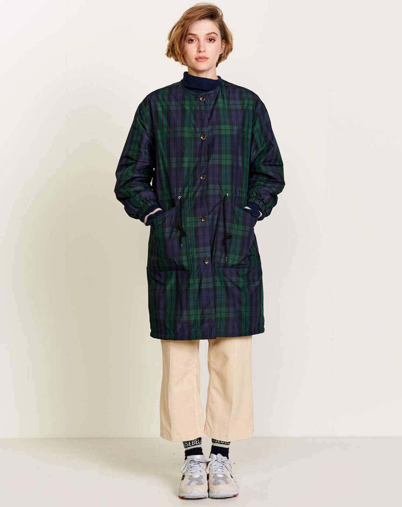 Manteau Harvey à carreaux tartan marine/vert