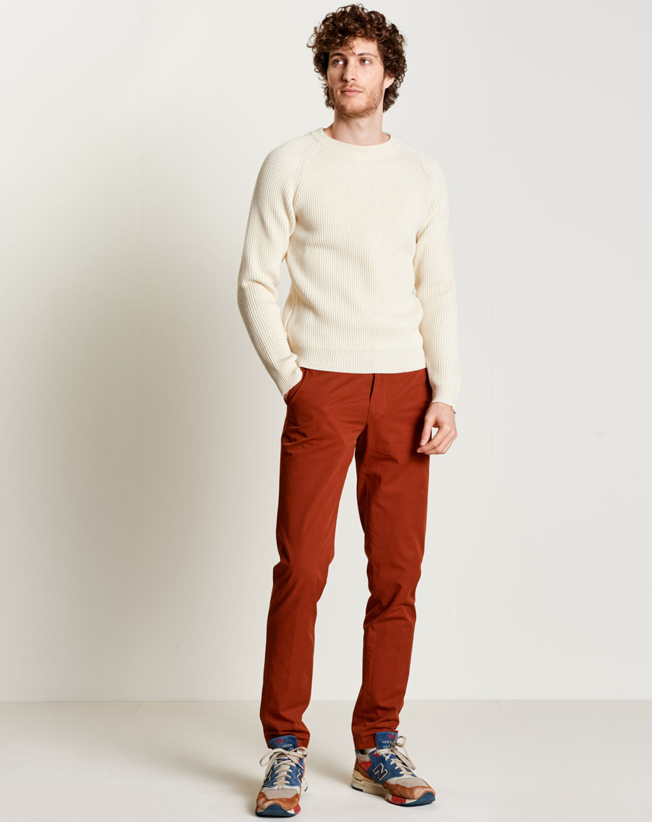 Pantalon chino slim Porths acajou