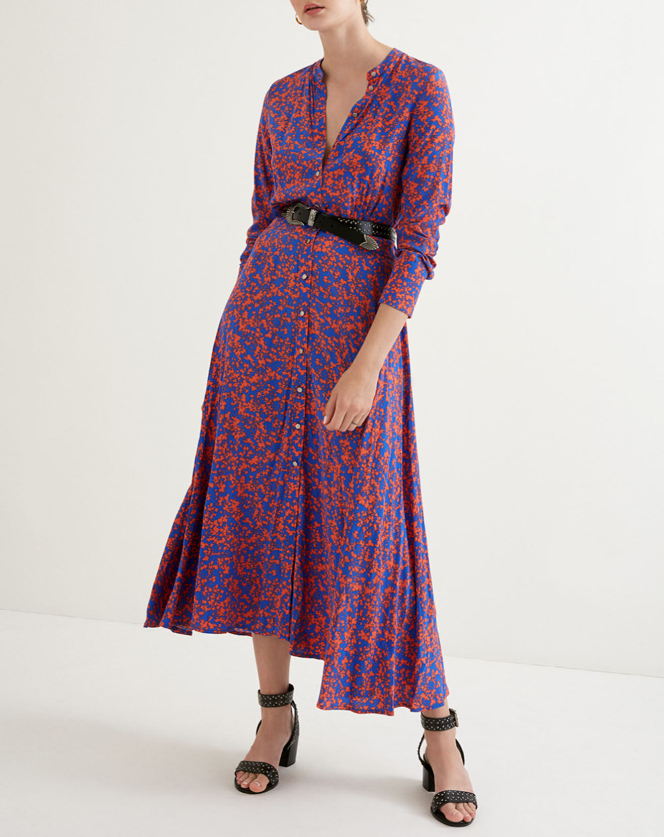 Robe Capucine bleu roi/rouge