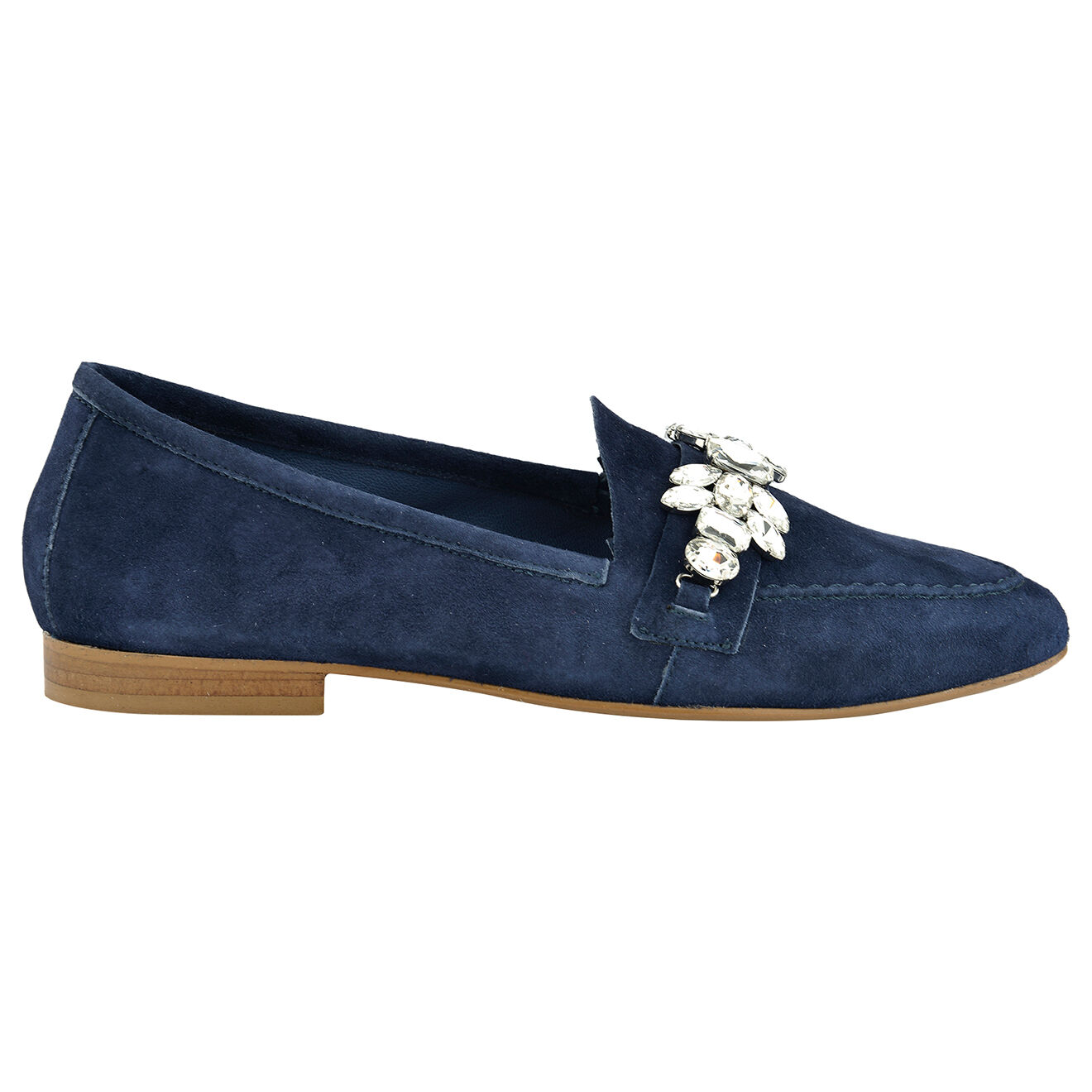 Mocassins en Velours de Cuir Camomille bleu marine