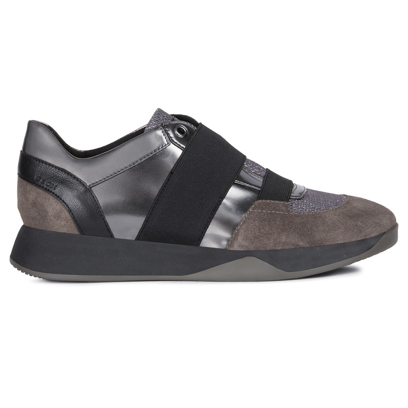 Geox - Sneakers en Cuir, Velours de Cuir & Mesh Sophie gris/noir