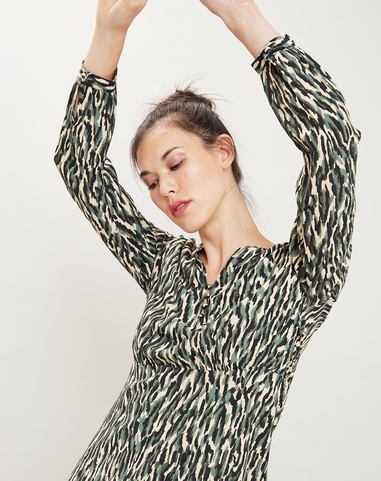 Robe Tigre imprimée kaki